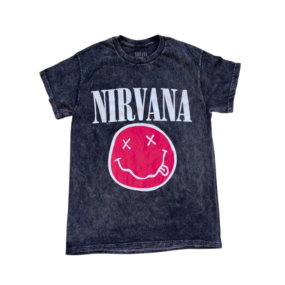 Nirvana Band Tee Black Acid Wash Graphic T-Shirt 1993 Tour